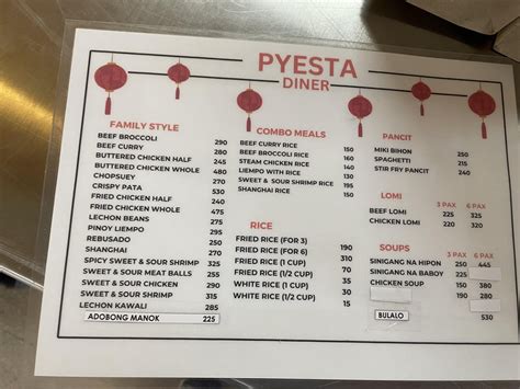 pyesta menu|MENU .
